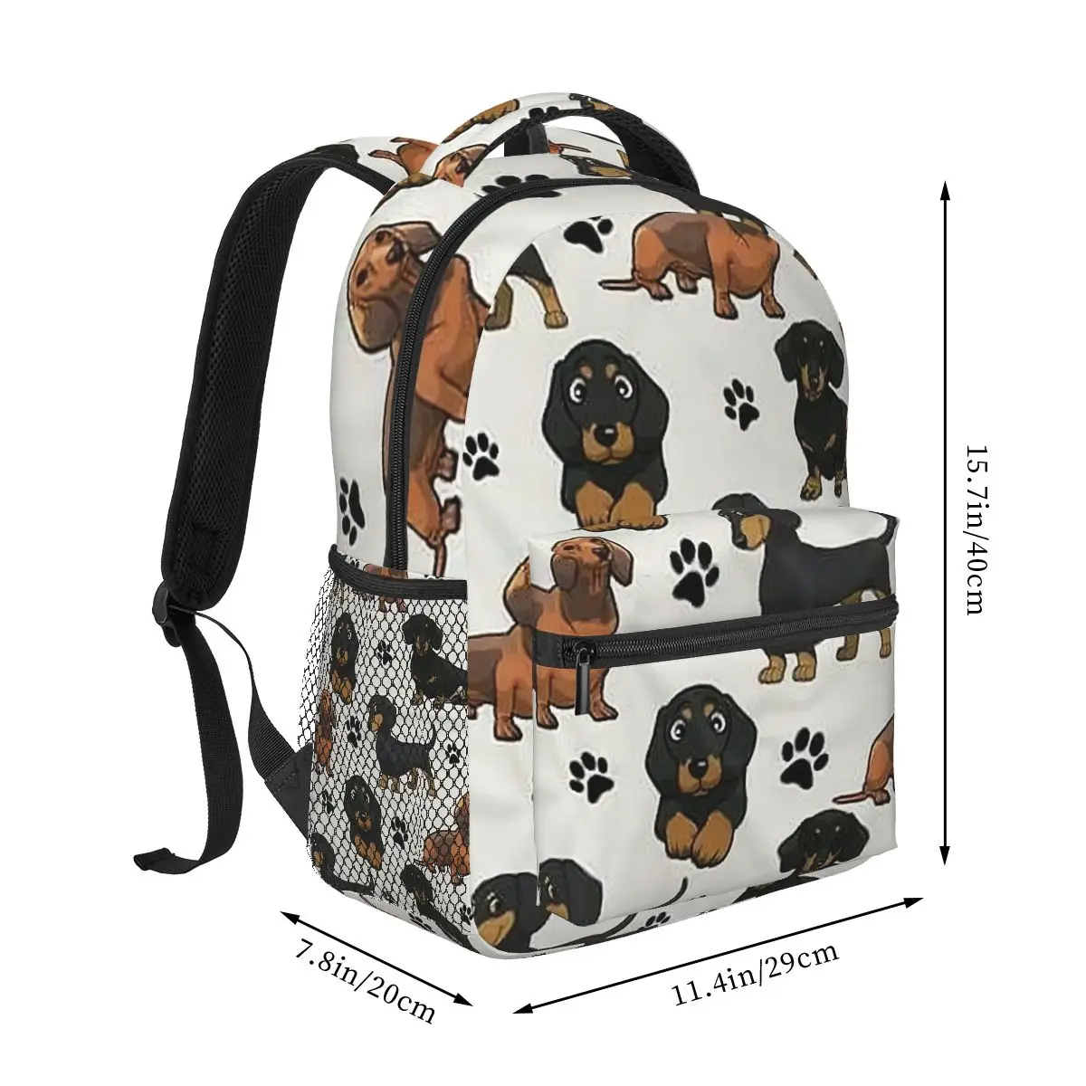 Footprint Puppy Cute Knapsack for Men Women Dachshund Books Backpack Female School