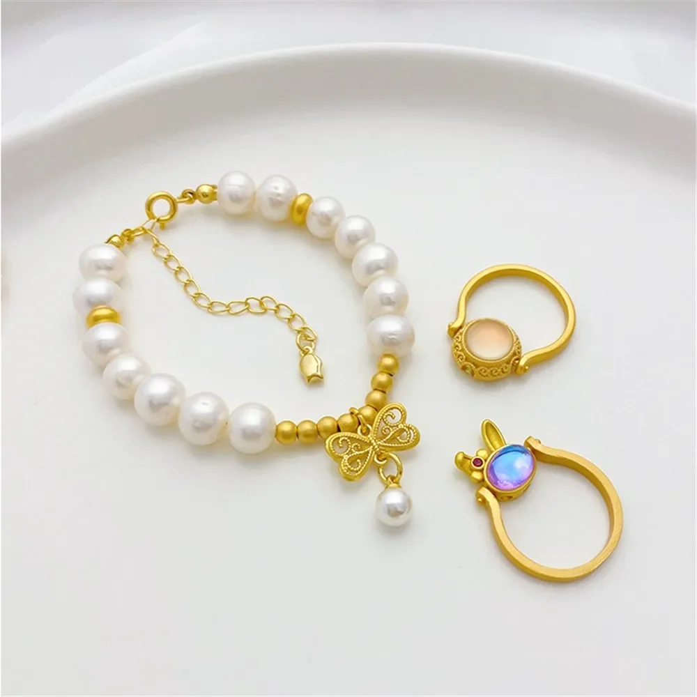 

Ancient Method Golden Rabbit Daisy Lucky for Wealth Pixiu Bucket Beads Scattered Beads DIY Bracelet Necklace Jewelry Accessories