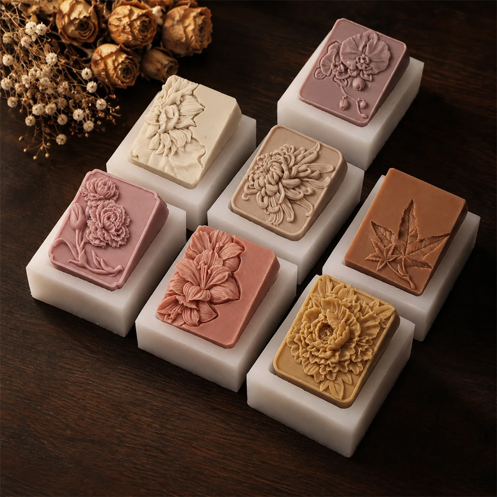 Orchid Flower Silicone Soap Mold 3D Floral Relief Mold for Handmade Soap Making Candle Resin Plaster DIY Craft, Home Decor Gifts
