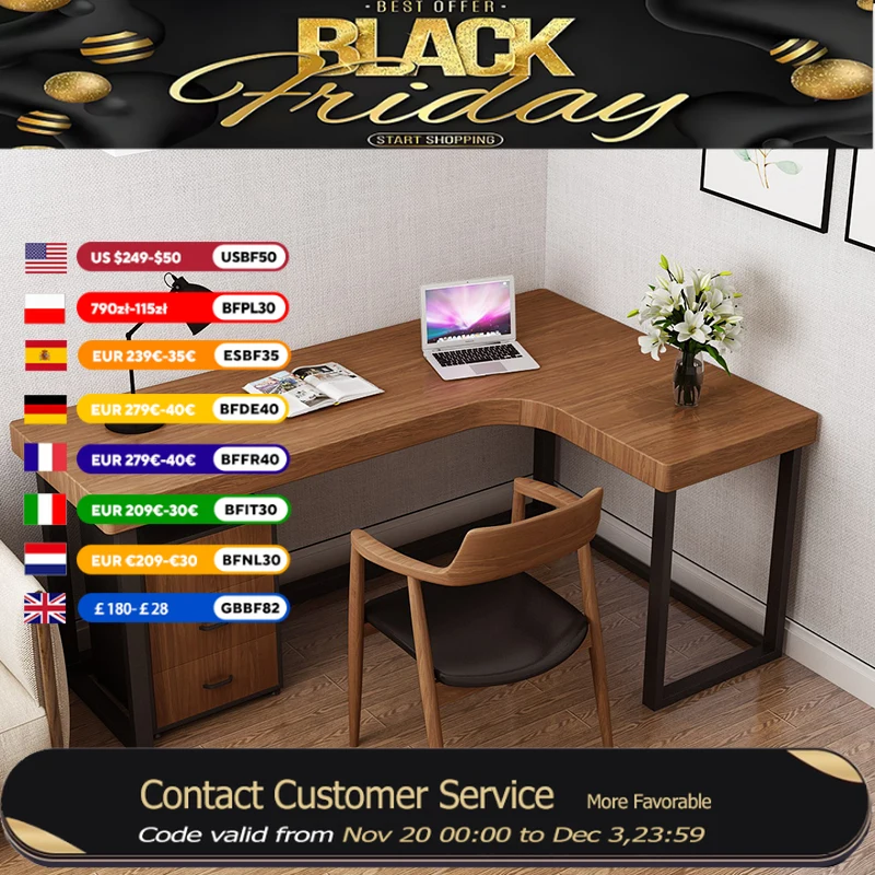 

L-образный деревянный компьютерный стол, роскошный дизайнерский забавный деревянный офисный компьютерный стол, органайзер, верстак, мебель Mesas De Computador