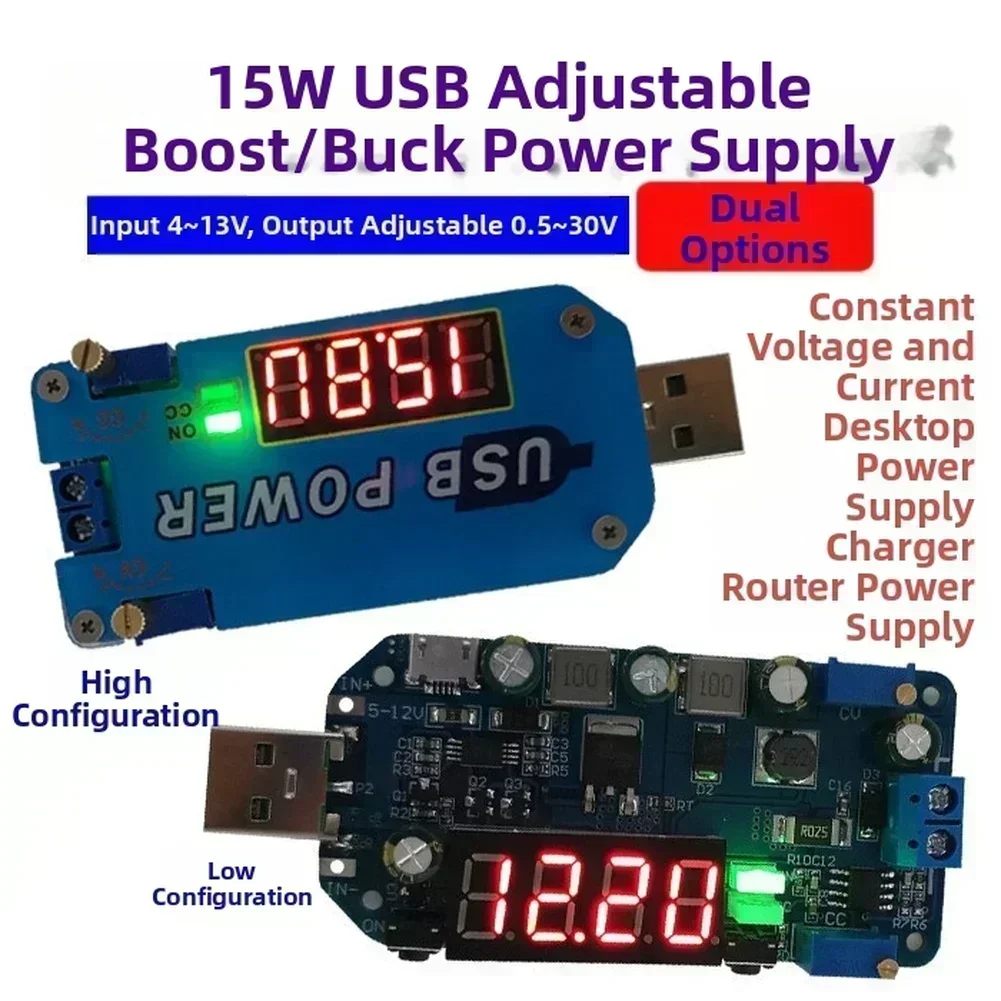 

Adjustable USB Voltage Converter Module 15W 5V To 3V 9V 12V 24V 30V With Fast For Test Measurement Tool Accessory