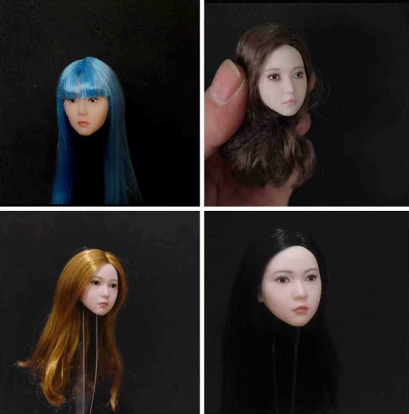 

1/6 little loli head carving Female Cute Girl Expression Head Carving Model Brown /Black Hair For 12 inch figure PHicen figure