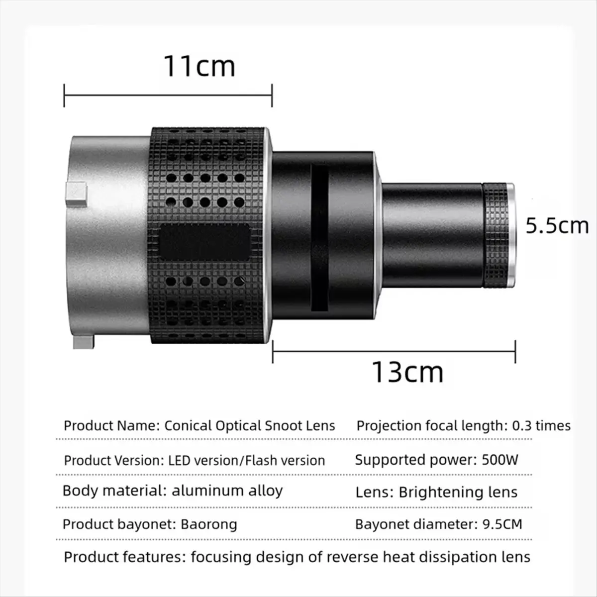 A99X Bowens Mount Flash Snoot Conical Lens Video Modelling Shape Photo Studio Light Kit with Optical Spotlight Lens 5 Gobos