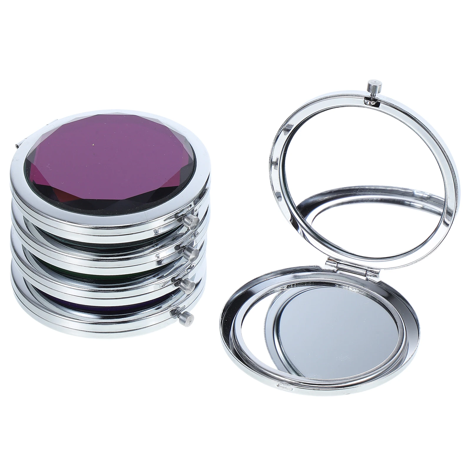 

5Pcs Double-Sided Crystal Makeup Mirror Folding Compact Portable Pocket Mirror High Definition for Travel Home