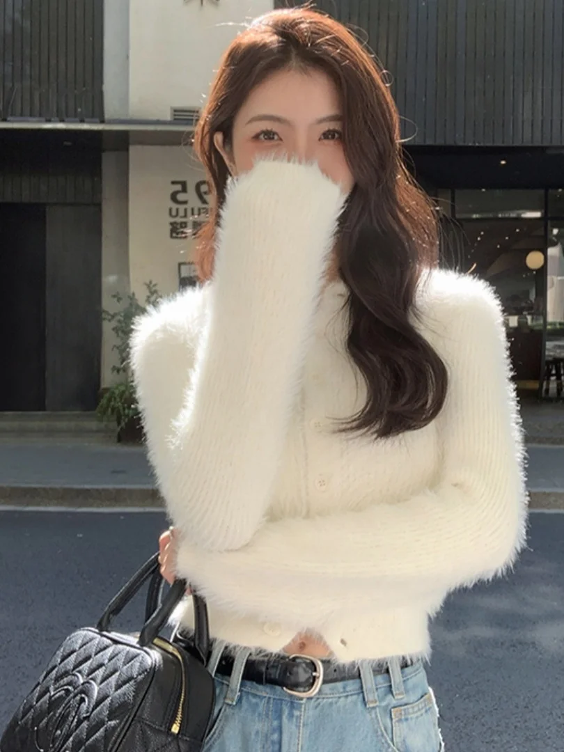 

Мягкий ор вязаный кардиган, женский свитер, пальто, имитация норки, осень-зима, новинка, длина для поездок на работу, длинный S...