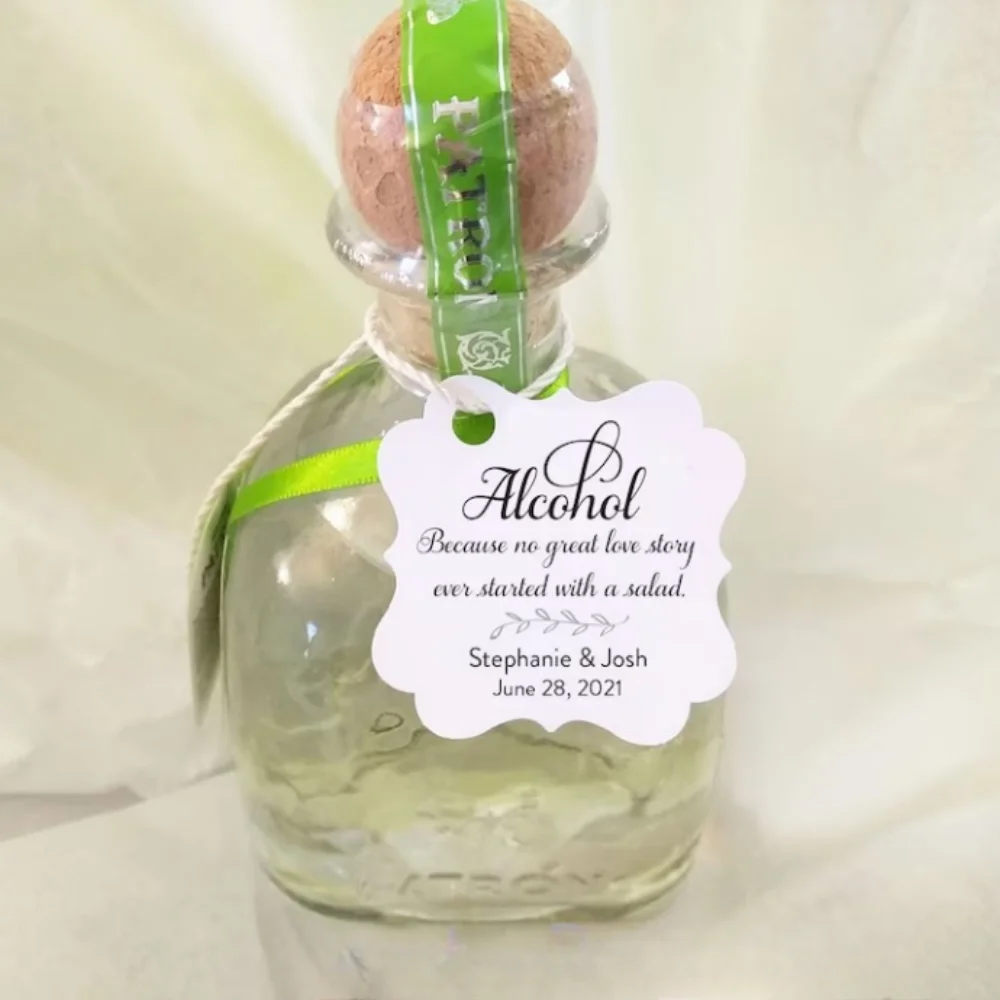 Mini Bottle Tags, 25 Custom Alcohol, No Great Love Story Printed Wedding Favor Tags, Alcohol Tags, Champagne Favor Tags