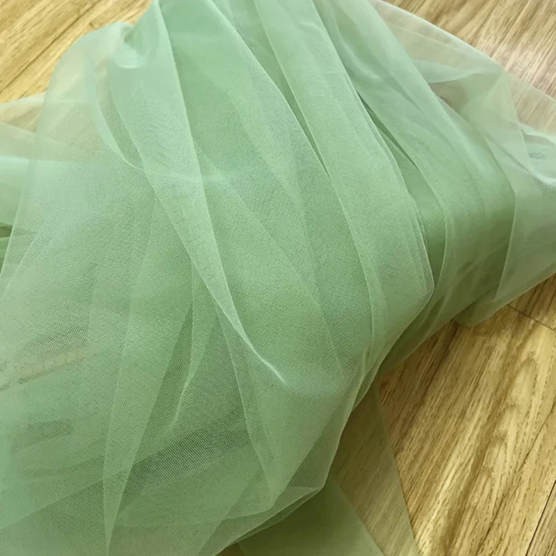 Avocado Green Sage Soft Tulle Fabrics Wedding Celebration Curtain Clothing Mesh Layout Chair Back Yarn Background Material