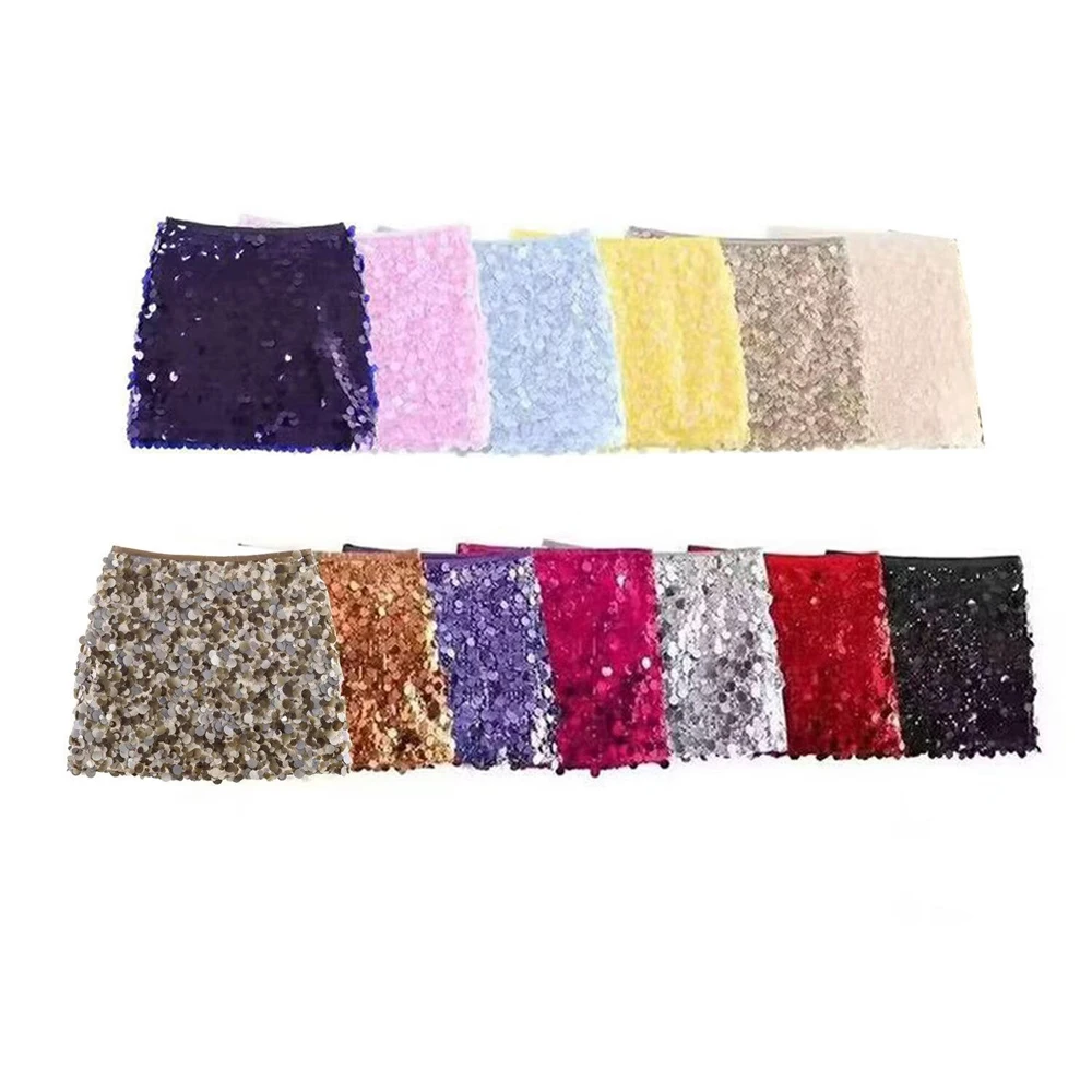 JENYAGE Sparkly Sequin Mini Skirt For Women High Waist Slim Bodycon Skirt Clubwear Night Out Festival Dance Wear Party Skirt
