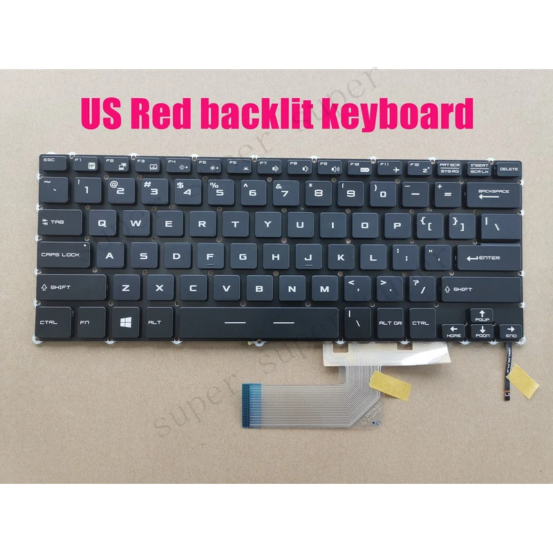 SSS+ US Red backlit keyboard for MSI MS-14A3/GS43VR 6RE/GS43VR 7RE Phantom Pro