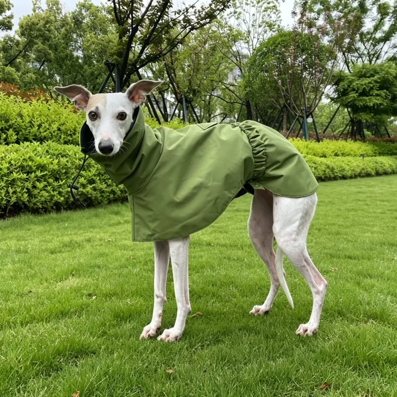 Waterproof Dog Raincoat for Whippet Greyhound High Collar Adjustable Drawstring Pet Rain Jacket Outdoor Windproof Dog Clothes