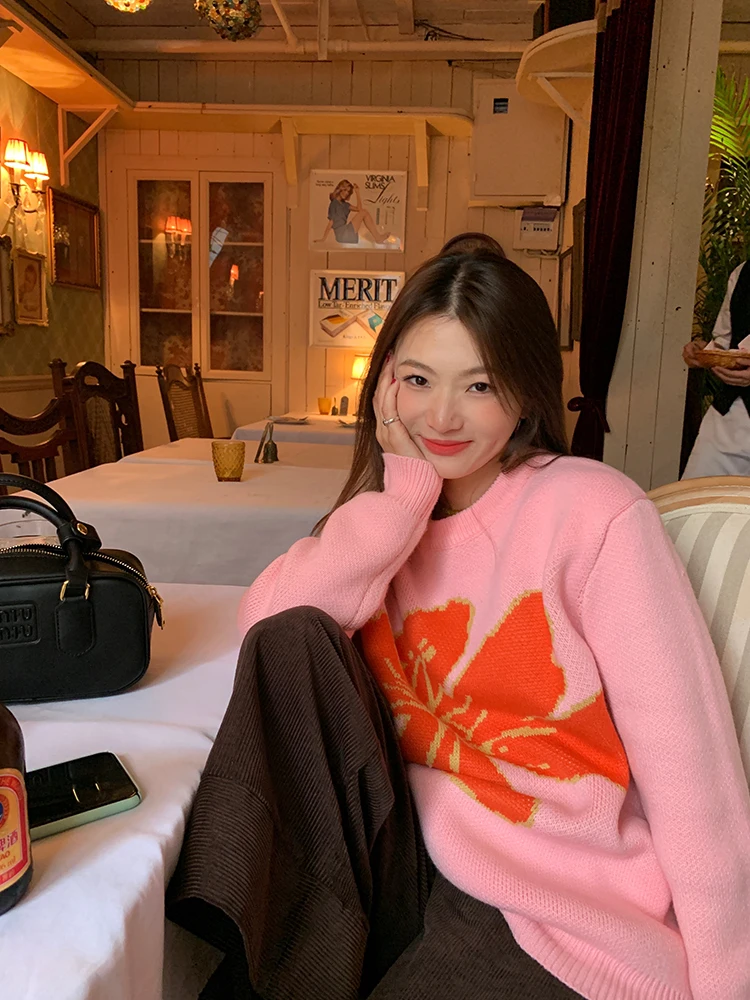 

Pink Knitwear Women's Loose Outerwear Design Sensation Autumn Winter New Arrival Small Size Friendly Comfortable Warmth
