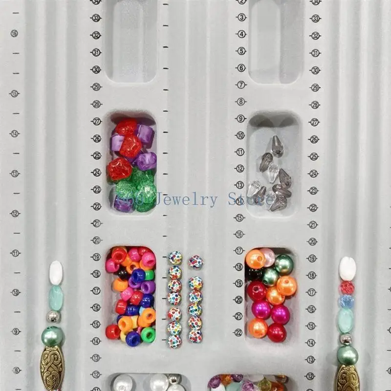 F2TD Flocked Bead Board Beading Jewelry Organizer Tray Bead Measuring Board DIY Bracelets Necklaces Craft Supplies Tools