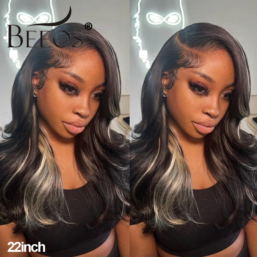 BEEOS 1B/613 Oreo Highlight 13x6 HD Lace Frontal Wig 250% Pre plucked 613 Blonde Body Wave 5x5 HD Lace Closure Wig For Women