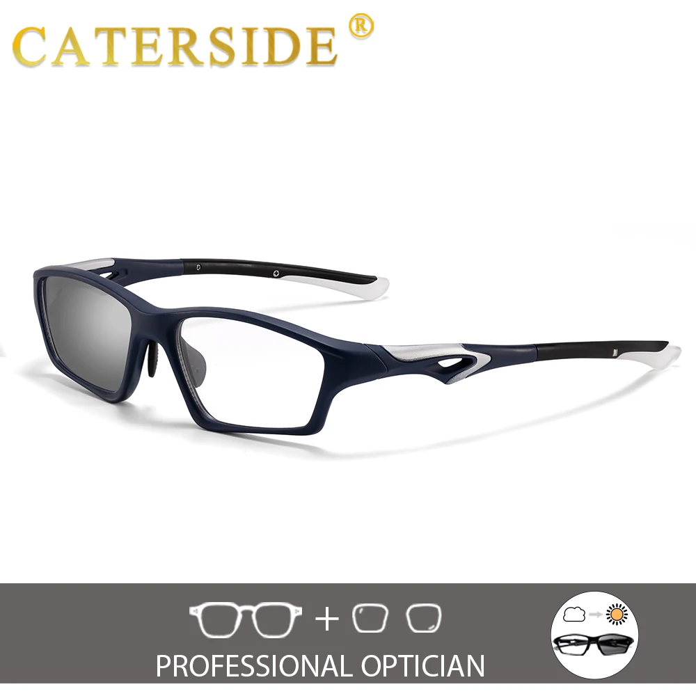 CATERSIDE Fashion Men's and Women's Anti Blue Light Photochromic Reading Glasses Outdoor Exercise Cycling Optical Glasses