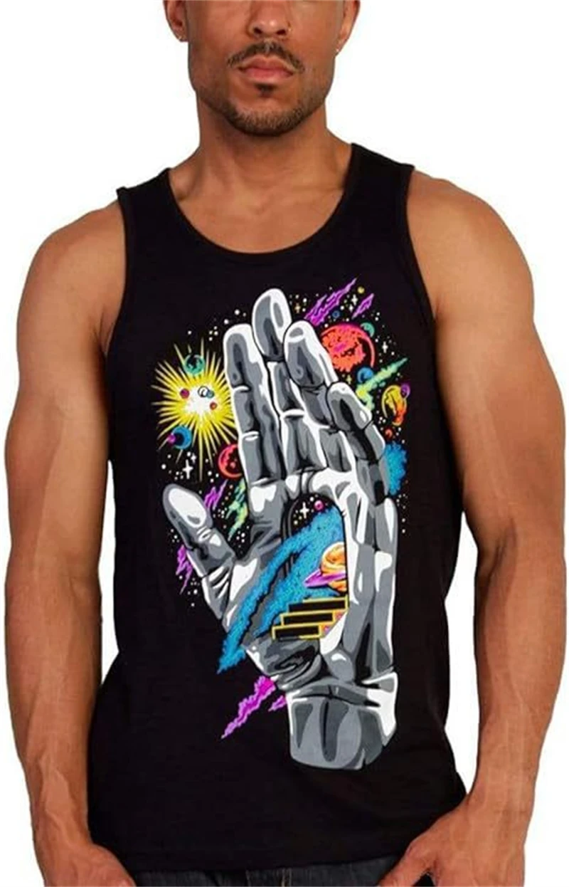 3D Black Graffiti Tank For Men\'s Summer Street Quick-dry Man Vest Sleeveless Round-Neck Plus Size Tops 6XL Sports Tank Tops