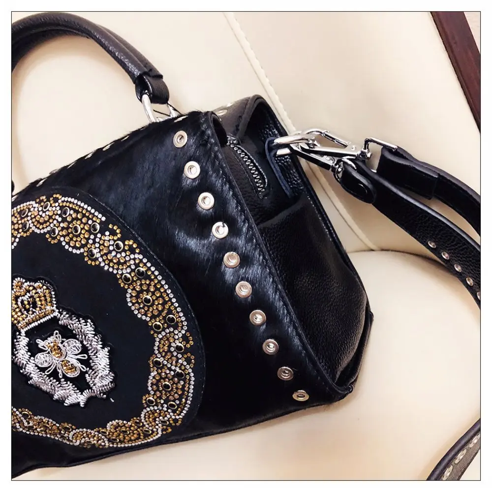 Brand Women Leather Handbags Fashion Rivet Female Tote Bag Black High Capacity Crossbody Bag Ladies 2022 New Luxury Shoulder Bag