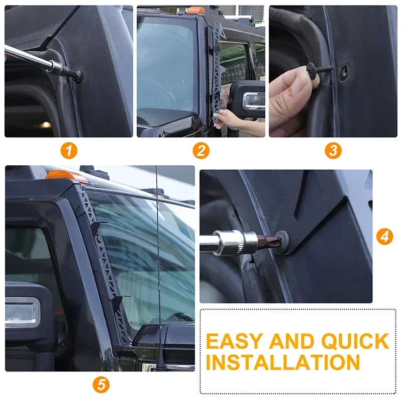 Carbon Steel Black For Hummer H2 2003-2009 Car A-pillar Spotlight Brackets LED Work Bracket Car Exterior Decoration Accessories