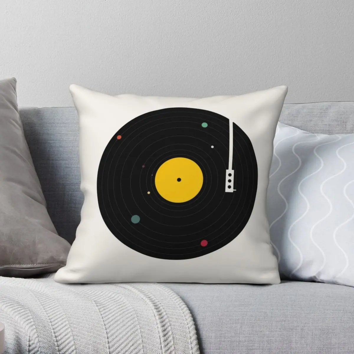 Vinyl Record Player Solar System Pillowcase Polyester Linen Velvet Creative Zip Decorative Pillow Case Home Cushion Cover 45x45