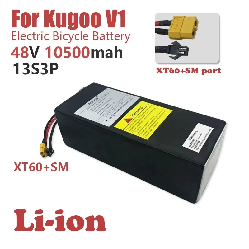 

High capacity 48V 10500mAh 13S3P 504Wh Lithium ion Battery Pack Suitable for Kugoo V1 Electric Bicycle Battery With BMS