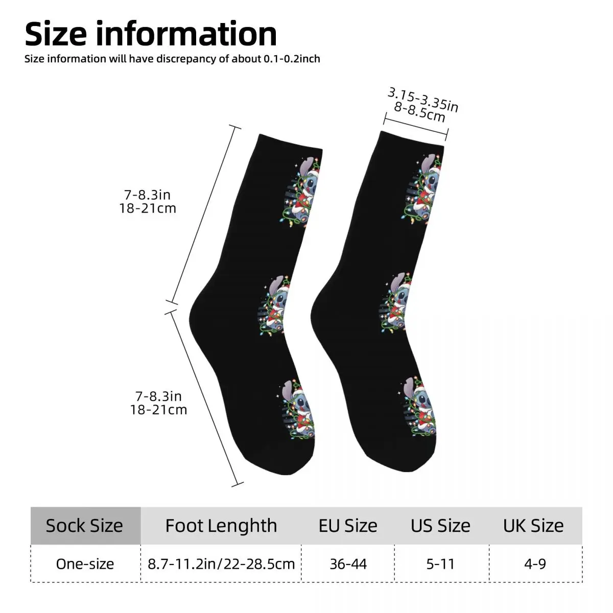 Lil And stin Christmas Lights Portrait- Limited Edition Perfect Crazy calzini a compressione da uomo Unisex Disney Mickey Mouse Sock