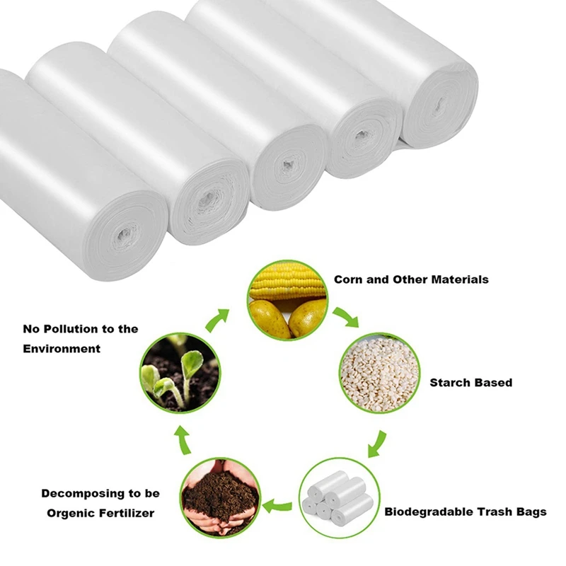 8 Gallon Compostable Garbage Bags, Can Be Put Into Tall Kitchen Garbage Bags, Trash Can Liner White(200 Pcs 20-30 L)