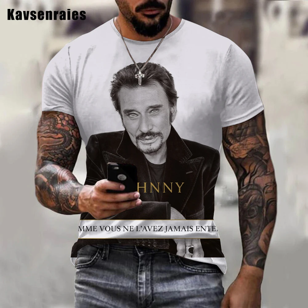 2023 New Pop Singer Johnny Hallyday 3D Printed T-shirt Men Women Rock Fashion Casual Streetwear Hip Hop Harajuku Tee Tops