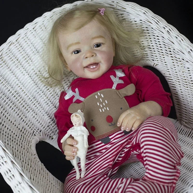 

60CM Reborn Toddler Girl Doll Yannik Blond Hair Beautifully Hand Painted 3D Skin with Visible Veins Rooted Hair