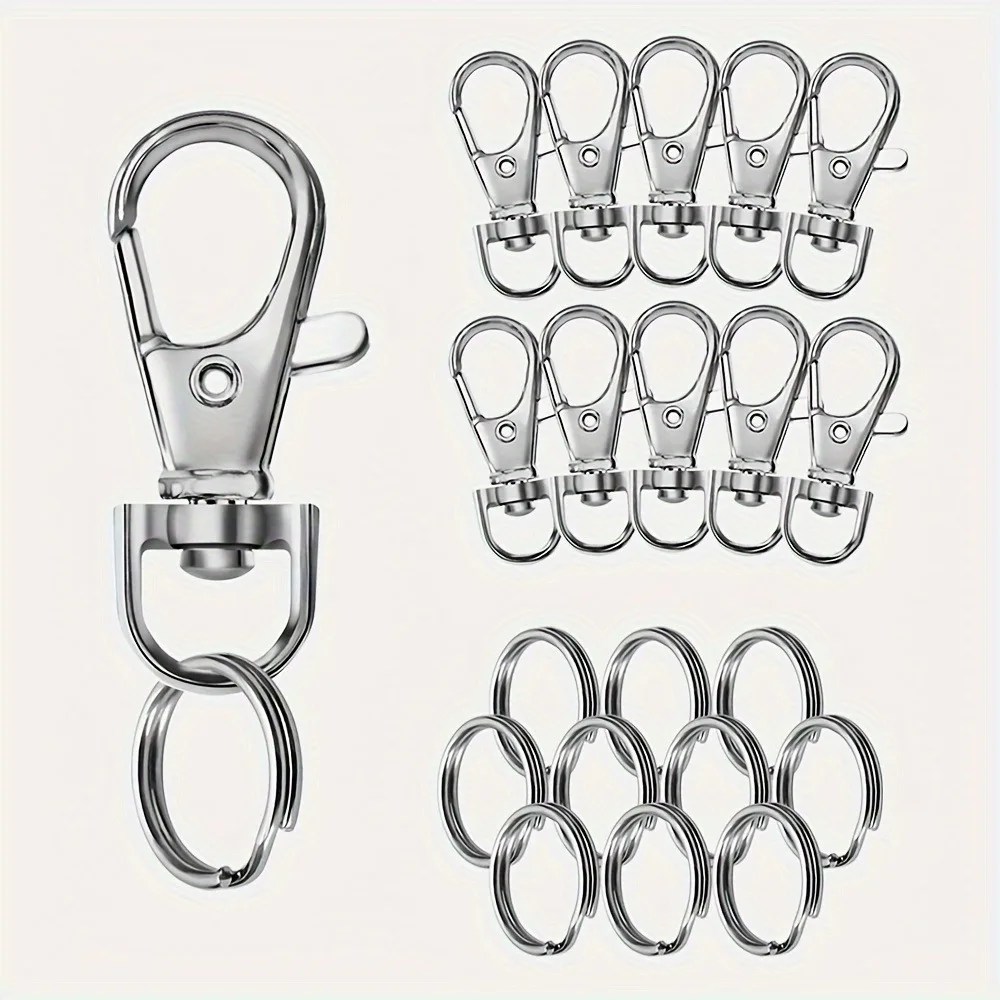 100 Stück Schlüsselanhängerhaken mit Schlüsselringen, kreisförmige Schlüsselanhänger-Clips, geeignet für die Herstellung von DIY-Seil-Schmuck-Schlüsselanhängern