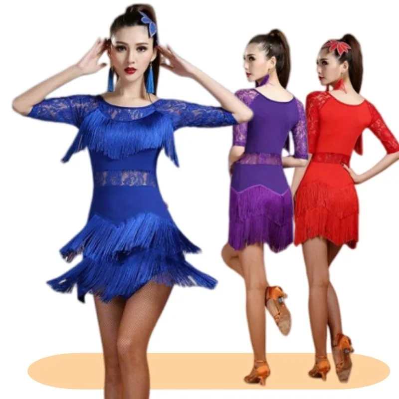 

Women's Latin Dance Dress - Sexy Lace Fringe Dress,Ballroom Performance Costume for Competition & Stage Show