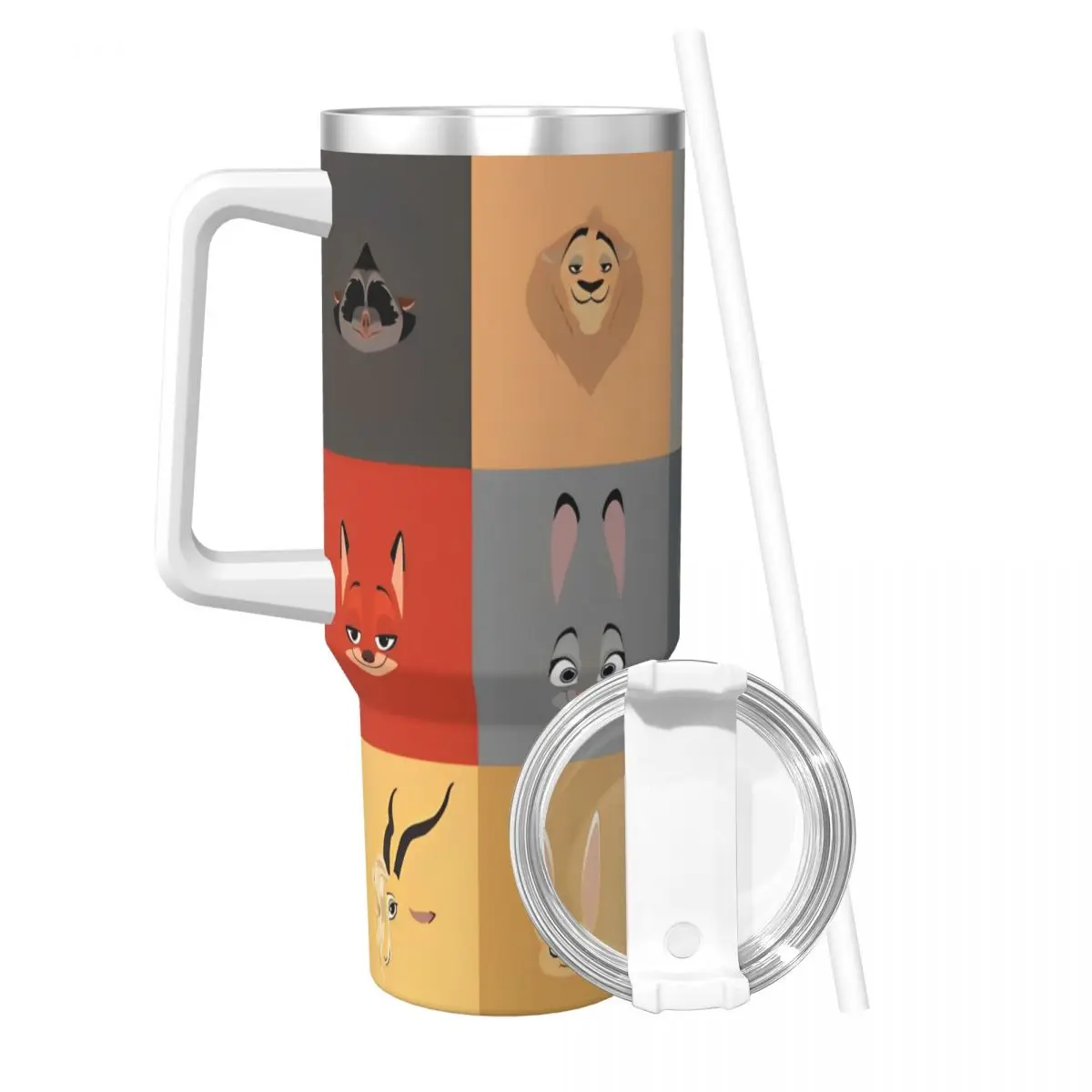 Stainless Steel Tumbler Zootopia Car Mugs With Straws Camping Hot Drinks Water Bottle Leakproof Large Thermal Mug