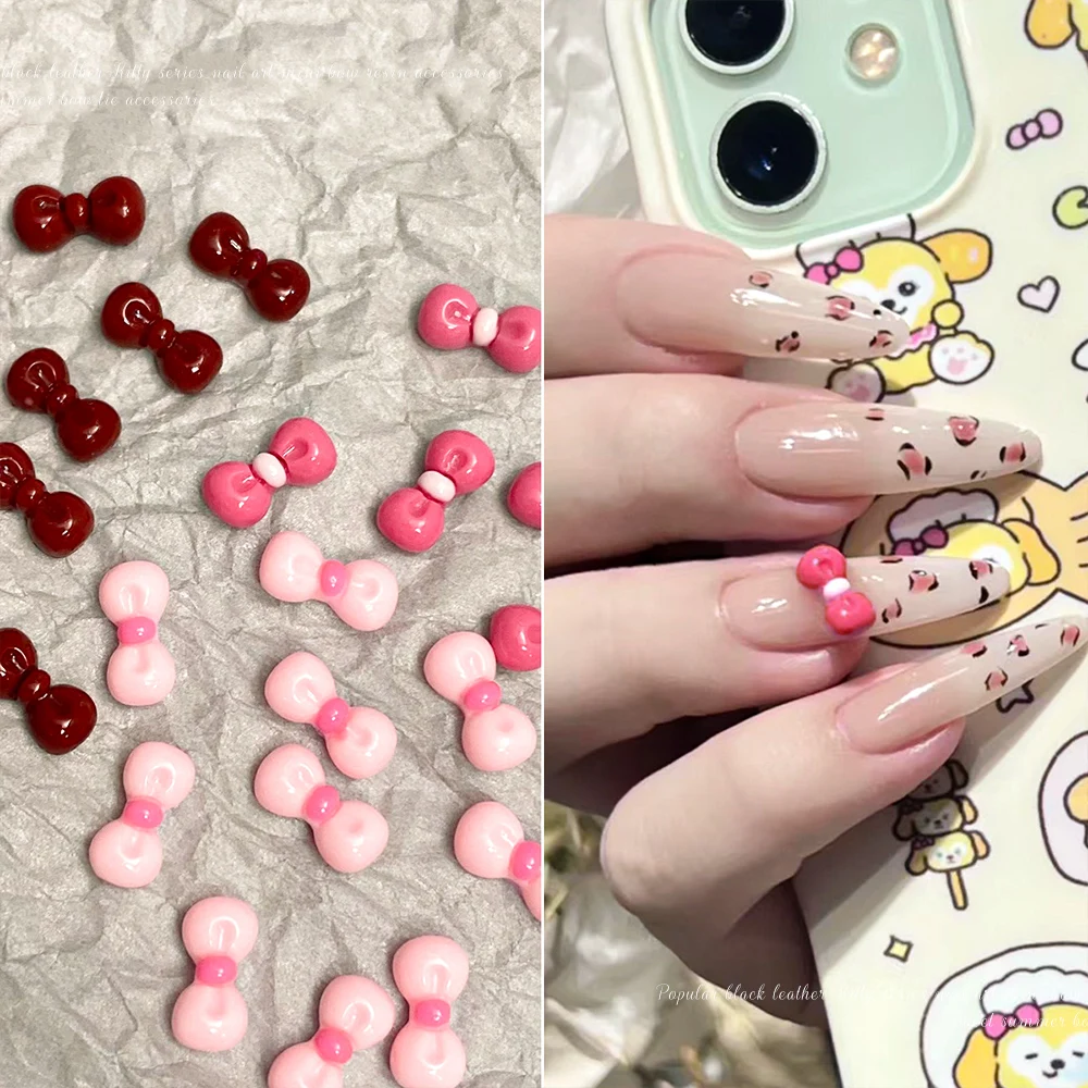 6/12 グリッド 3D ミニちょう結びネイルアートチャームかわいいヒラタ樹脂弓 Y2K ネイルアート装飾 DIY ボウタイマニキュアアクセサリー &