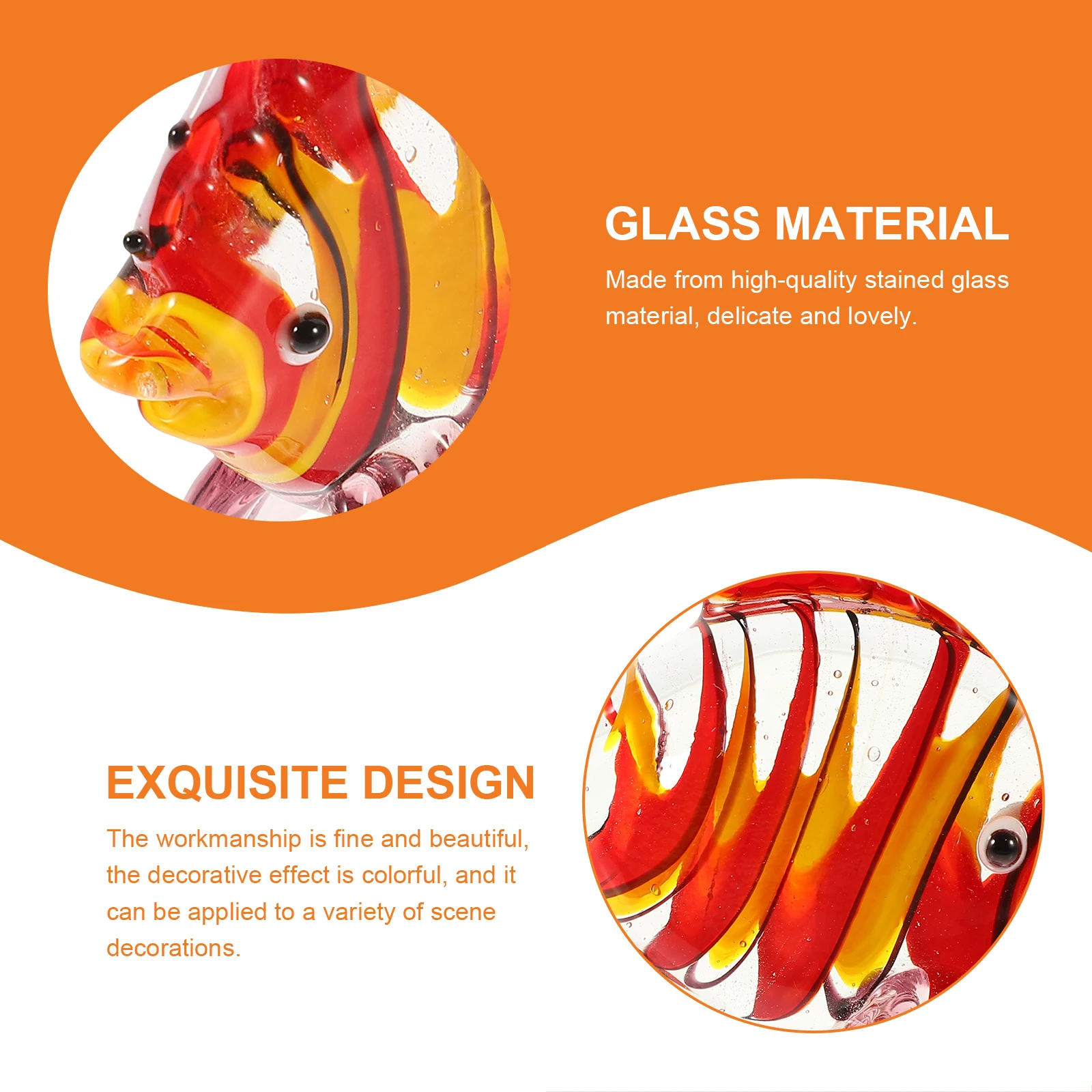 

1Pcs Stained Glass Fish Craft Marine Animal Ornament Desktop Decoration Handicraft Fish Decor Colorful Home Ornament