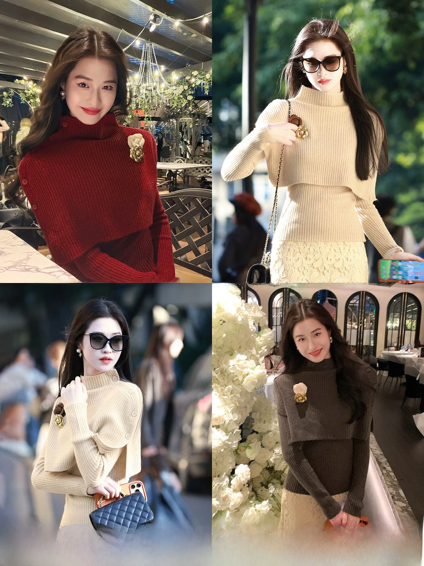 

Вязаный базовый топ Lingxian Zhihe Berlin Flower Fairs с высоким воротником, женская зимняя модная накидка-капюшон