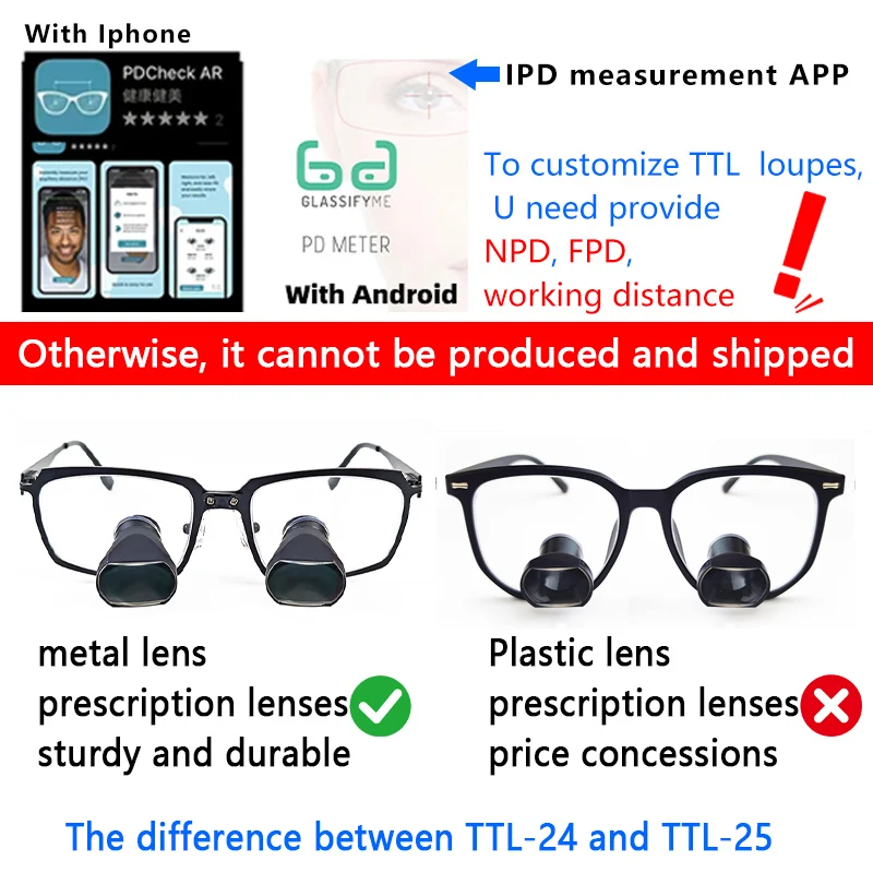 Burite Panoramic TTL Dental Loupes Medical Surgical Magnifier Lupa PD Customized Surgery Binocular with LED lights battery - Image 2