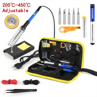 220V 60W Adjustable Temperature Soldering Iron Kit with 15-in-1 Tool Set EU Plug for Electronic Repair And Crafting