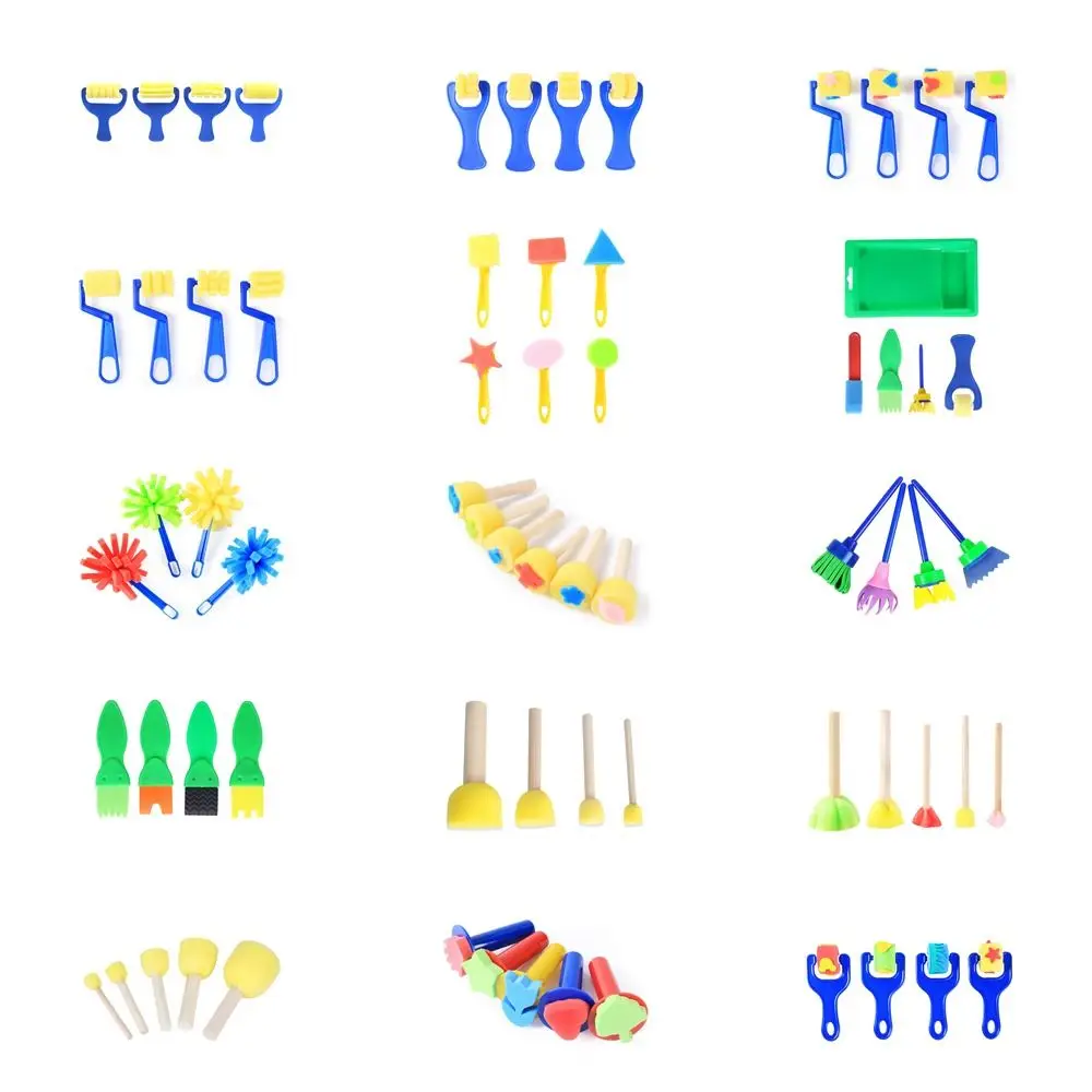 Sponge Brush Sponge Stamp Brush Kits Handmade Creation Mushroom Stick DIY Sponge Stamp Brush Flower EVA Roller Kindergarten