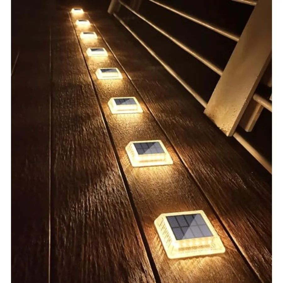Solar Deck Lights 30LM LED Dock Lights Warm White 2700K Outdoor Solar Powered Step Lights Light up All Night IP68 Waterproof Au