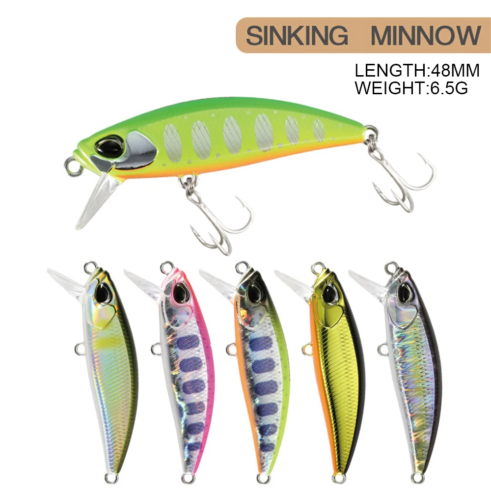 4.8cm 6.5g Fishing Lure Micro Minnow Wobbler Long Cast Sinking Trolling Jerkbait Swimbait Artificial Hard Bait Trout Bass Bait