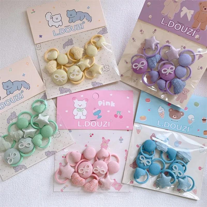 

Набор мини-резинок для волос в виде звездочек однотонного цвета для девочек, эластичные, не повреждающие волосы, милые, не спутывающие волосы, аксессуары для волос для малышей