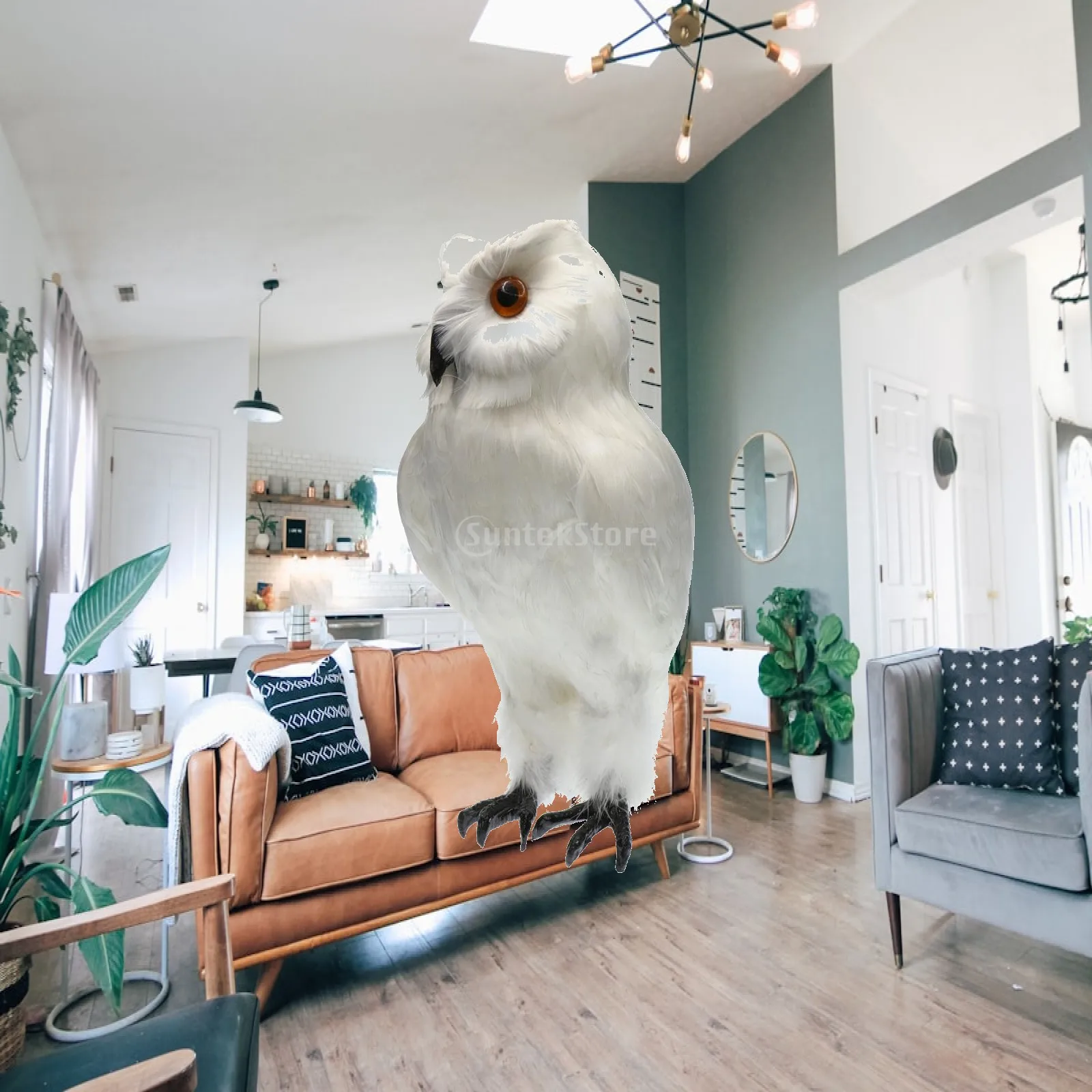 Decorative Owl Statue Realistic Animal Sculpture Bird Scarer for Outdoor Garden Decoration and Shop Window
