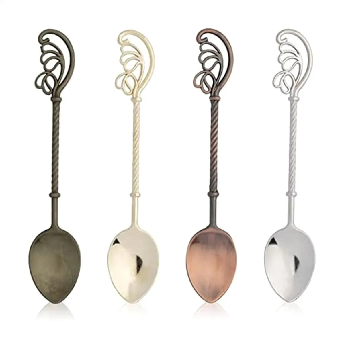 AB09 Set of 4 Retro Coffee Tea Mini Ice Cream Dessert Spoon Scoop, 4.3 Inch Long