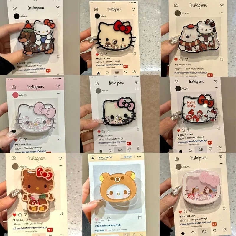 

Мультяшные аксессуары для телефонов Sanrio: Рождественский держатель для мобильного телефона Hello Kitty, портативный, выдвижной, модный подарок