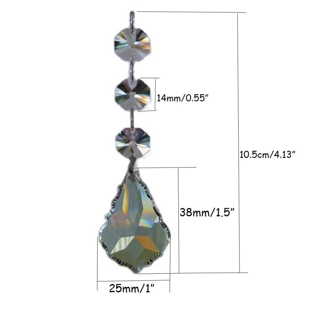 25pcs Clear Chandelier Crystals Lamp Prisms Parts,Hanging Heart Prism Pendants with 3 Octagon Beads,Suncatcher DIY Pendant