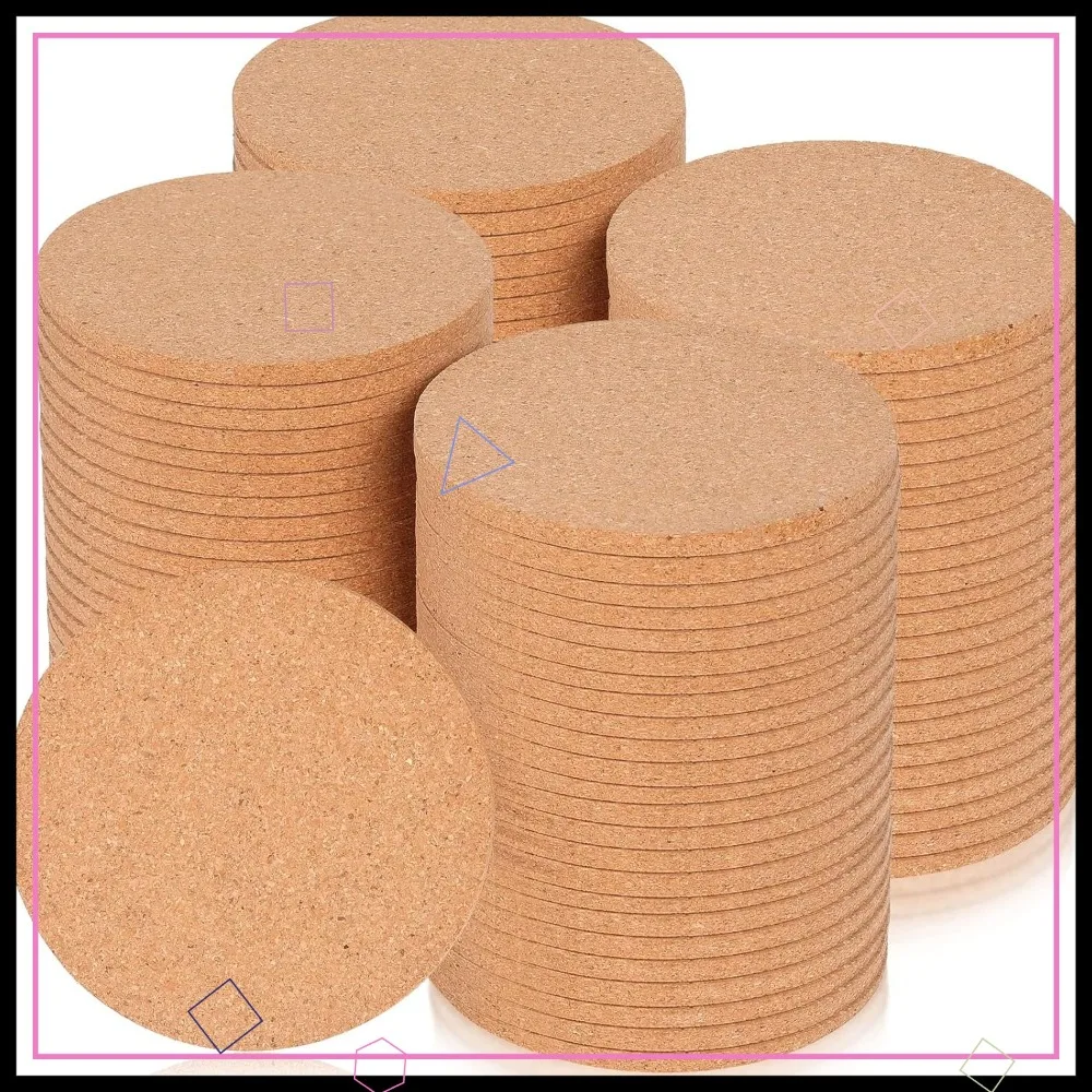

200 Pcs 4 Inch Round Cork Coaster Set for Drinks, Absorbent Wooden Thick Coasters for Wine Glass Cup Mug DIY Crafts Office Home