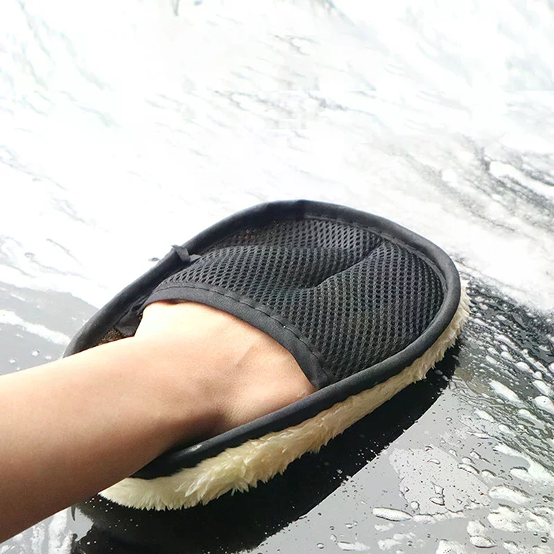 سيارة لينة تلميع قفاز الصوف الاصطناعي قفازات غسيل السيارات امتصاص الماء مايكرو الألياف غسيل السيارات ميت للزجاج البلاستيك الجلود #1