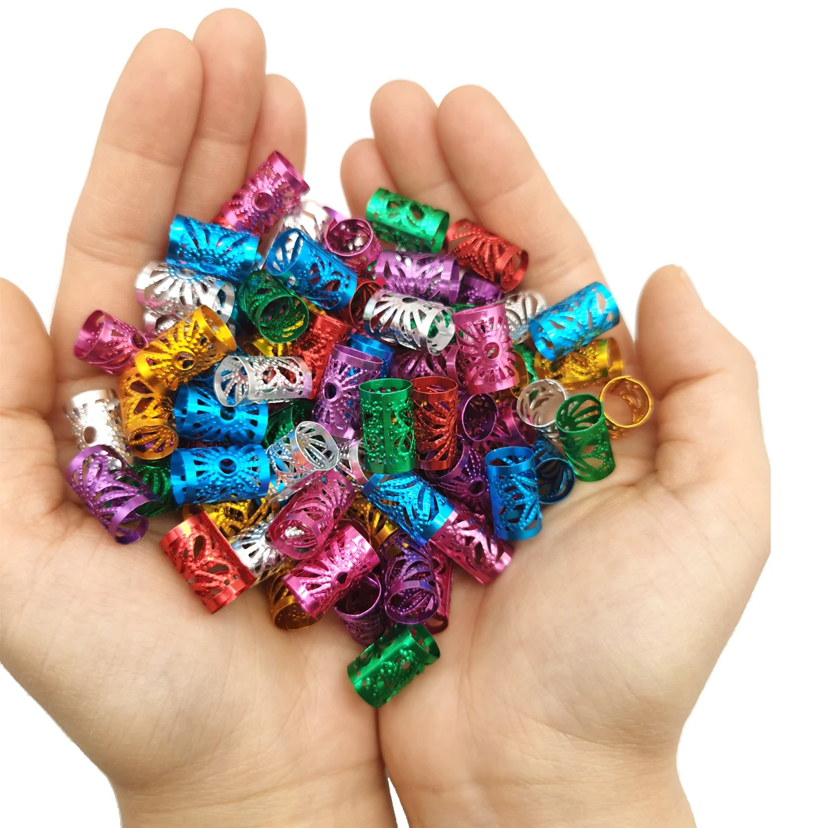 

50PCS Dreadlock Hair Rings for Braid hair styling Adjustable Cuff Clip Dirty Braids Beads Hairpin Jewelry Hair Accessories