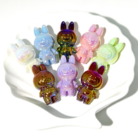 6pcs Cute and cool cartoon rabbit vertical hole bead in UV color for DIY accessory bracelet and phone chain making
