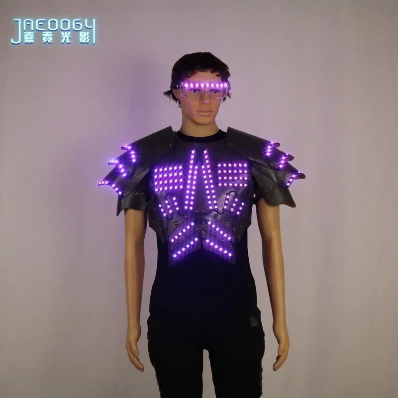 LED Fluorescent Armor Clothing Stage Luminous Glasses Halloween Performance Party Atmosphere Props