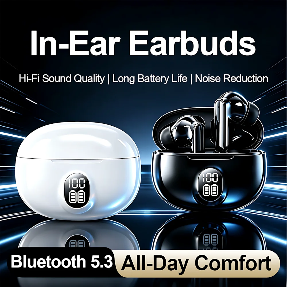 True wireless Bluetooth Noise Reduction Headphones HiFi Stereo Sound Quality HD Calling Game Low Delay Portable Music Earphones