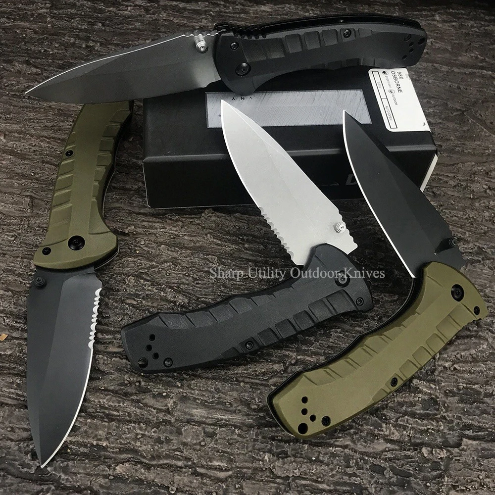 BM Turret 980 Serrated/ Full Blade Folding Pocket Knife, for Hiking, Fishing, Self Defense, Hunting, Tactical, EDC Jackknife